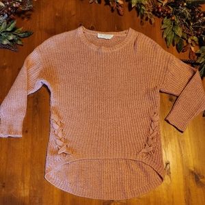 Apricot/peach color sweater by "Sweet Wanderer" with 3/4 Mid Sleeves, sz Small